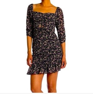 Astr The Label Floral Sweetheart Cut-Out Asymmetrical Mini Dress Medium Event